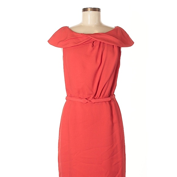 Escada Dresses & Skirts - Escada red-orange silk belt dress 36 4